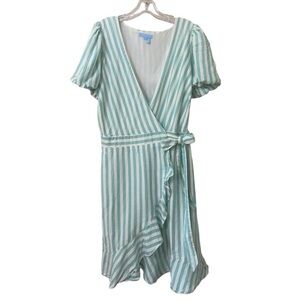 Draper James Puff Sleeves Striped Wrap Dress